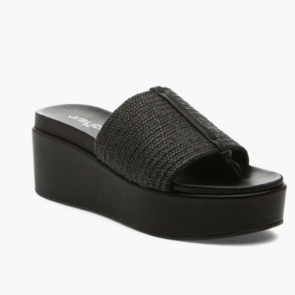 J/SLIDES Shoes - NWT J/SLIDES QUO Black Woven Wedge Sandal